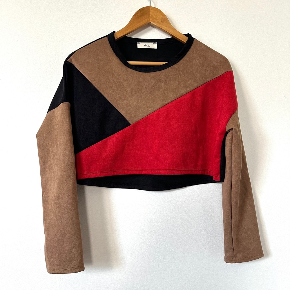 VTG Y2K Colorblock Crop Top Small Indie Sleaze Clubwear Made in USA - Picture 4 of 7